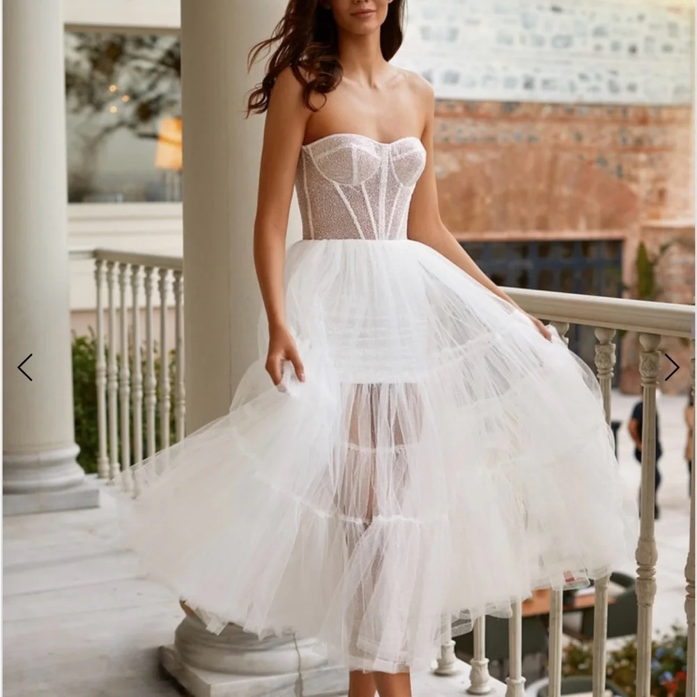 🌺SPARKLES MillaNova White Strapless Sweetheart Wedding Gown - Perfect 2nd Dress - Picture 3 of 10